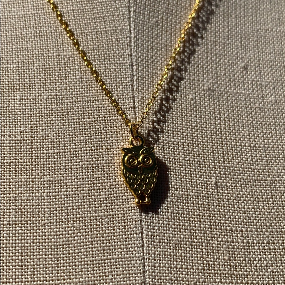 NWT Sterling Silver Plated Chain & Alloy Owl Charm Necklace - Picture 5 of 11